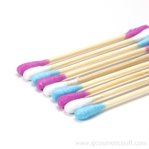 colorful Disposable double-end Bamboo Stick Cotton Swab